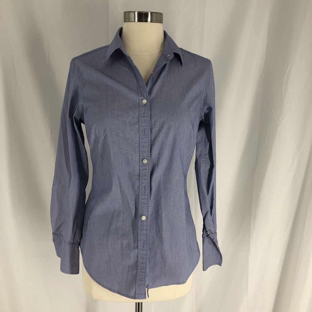 Banana Republic Riley Tailored Fit Blue Cotton Blend Button-Up Shirt 4